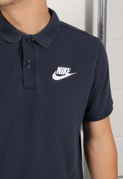 Vintage Nike Polo Shirt in Navy Short Sleeve Top Medium