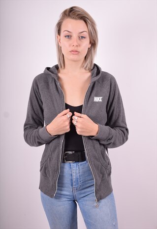 NIKE WOMENS VINTAGE HOODIE JACKET MEDIUM GREY 90'S