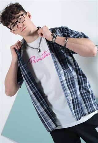 VINTAGE DICKIES SKATER SHIRT IN BLUE CHECK.