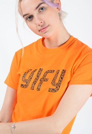 NEON GRAPHIC PRINT T-SHIRT IN ORANGE