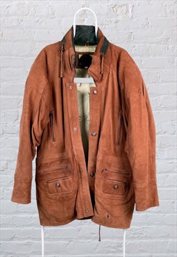 Vintage Genune Leather Jacket Brown XL