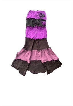 The siren patchwork reworked Maxi skirt With skulls 