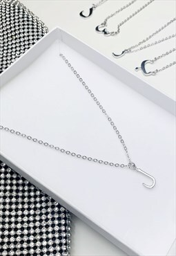 Lam - L Arabic initial Necklace - Silver Finish
