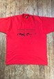 Vintage 90s Screen Stars Red Print Single Stitch T - Shirt  