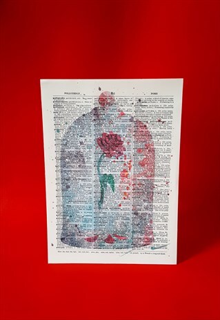 FAIRYTALE ROSE DICTIONARY ART PRINT A4