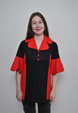 Vintage modernist blouse in red and black color