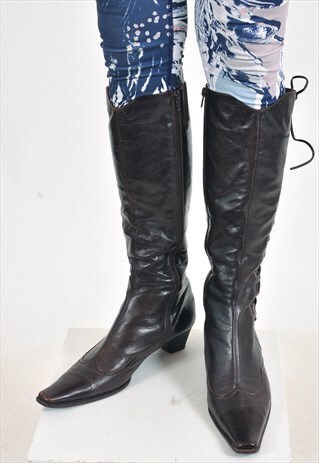 VINTAGE 90'S KNEE HIGH REAL LEATHER BOOTS