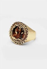 Saint George Large Sovereign Signet Band Ring - Gold