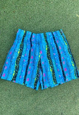 Vintage islander 1990s blue Wavey abstract shorts XL