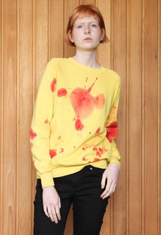 VINTAGE 1990S YELLOW PAINT SWEATER