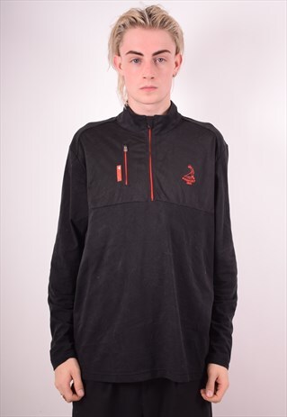 ADIDAS MENS VINTAGE PULLOVER TRACKSUIT TOP LARGE BLACK 90S