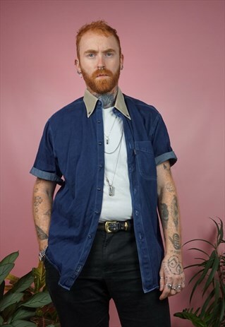 VINTAGE 1990S DENIM SHORT SLEEVE SHIRT