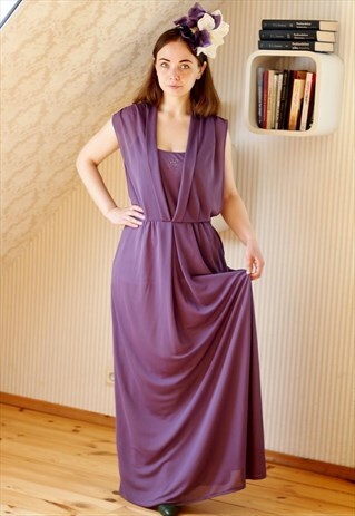 PURPLE SLEEVELESS MAXI VINTAGE DRESS