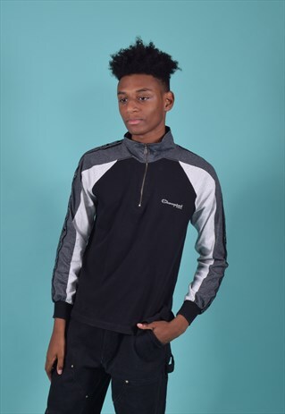 VINTAGE CHAMPION BLACK AND GREY 1/4 ZIPPED SWEATSHIRT