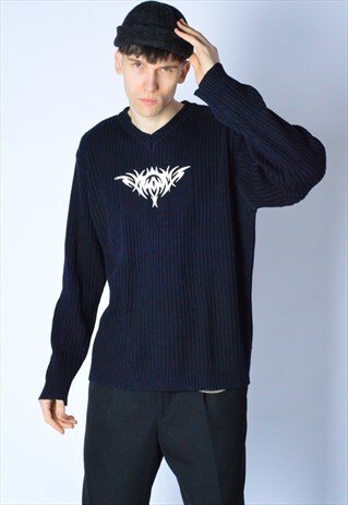 VINTAGE 90S BLUE GRUNGE JUMPER