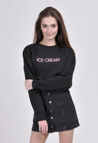 BLACK ICE CREAM (PINK) SWEATSHIRT - EMBROIDERED