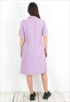 WOMEN M SHIRT DRESS BUTTON UP SLEEVES COLLAR SUMMER LEVANDER