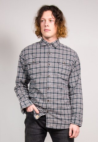 VINTAGE 90'S GREEN CHECK PATTERN FLANNEL SHIRT