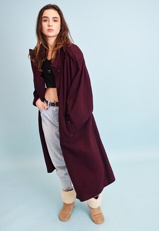 80'S RETRO CLASSIC CUT MINIMALIST WARM MAROON MOM'S COAT