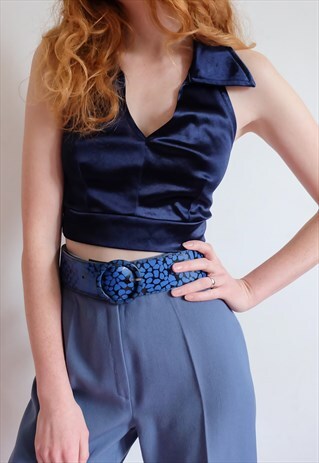 VINTAGE 60S BLUE AND BLACK PVC BELT