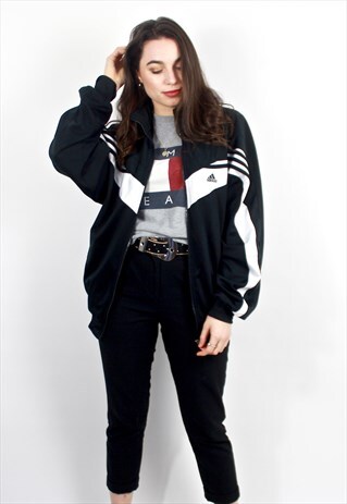 90'S RETRO BLACK & WHITE OVERSIZED TRACK JACKET