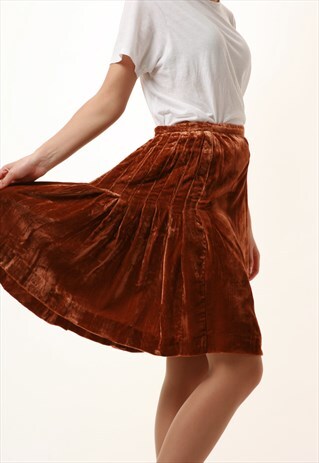 70S VINTAGE YSL YVES SAINT LAURENT VELOUR MIDI SKIRT 1085