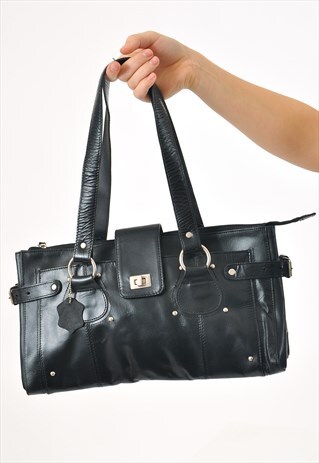 VINTAGE REAL LEATHER BAG IN BLACK