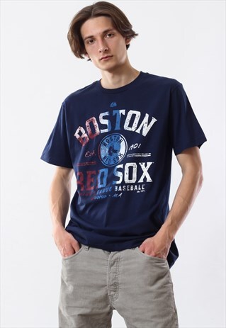 VINTAGE MAJESTIC RED SOX BOSTON MLB TEE 90S BLUE