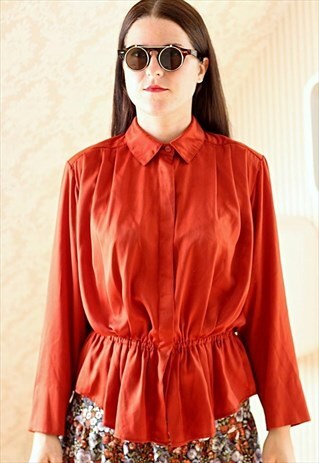 ORANGE PEPLUM VINTAGE BLOUSE