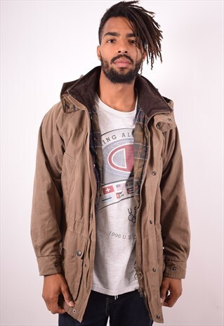 BARBOUR MENS VINTAGE JACKET SMALL KHAKI 90S