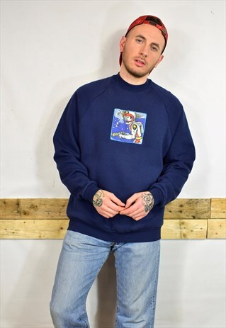 NORTH CUSTOM REWORKED SPACE MAN APPLIQUE SWEATER UNISEX