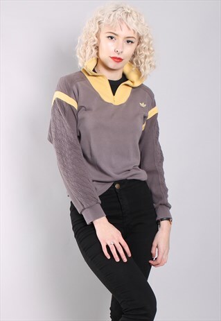 VINTAGE ADIDAS 1980'S COLLARED SWEATSHIRT GREY