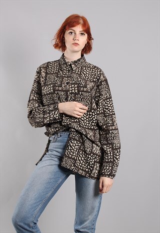 VINTAGE 80S ANIMAL PRINT PATTERNED SHIRT