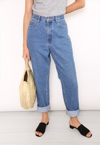 VINTAGE BLUE DENIM HIGH WAISTED MOM JEANS