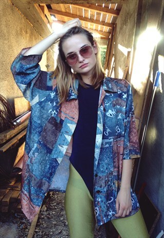 90S OVERSIZED PALE COLORS PATTERNED SHIRT