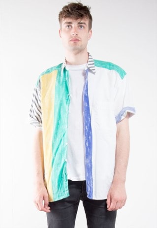 VINTAGE COLOUR BLOCK PATTERNED 90'S SHIRT