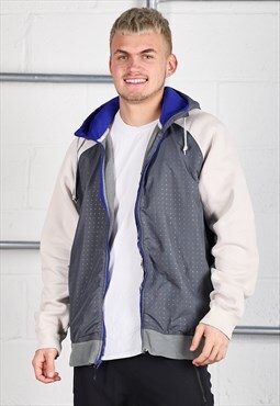 Vintage Nike Hoodie in Grey Zip Up Lounge Jumper XL