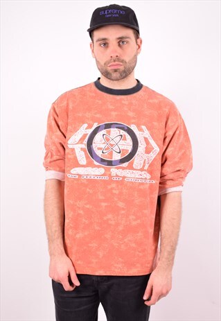 C&A MENS VINTAGE SWEATSHIRT JUMPER LARGE ORANGE 90'S