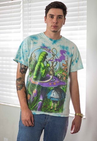 VINTAGE TIE DYE ROCK T-SHIRT 90S L 6.9