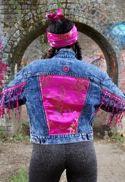 Levis's Vintage Reworked  Denim Jacket Pink Tassels