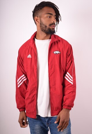 ADIDAS MENS VINTAGE TRACKSUIT TOP JACKET SMALL RED 90S