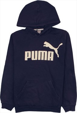 Vintage 90's Puma Hoodie Pullover Spellout Navy Blue XLarge