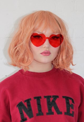 DREAMING HEART SHAPED RIMLESS TINTED SUNGLASSES IN RED