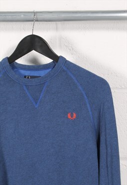 Vintage Fred Perry Sweater in Blue Crewneck Jumper XS