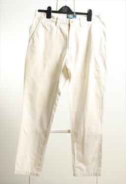 Vintage Polo Ralph Lauren Logo Casual Cotton Trousers White