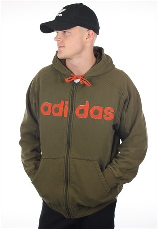 VINTAGE ADIDAS SPELL OUT ZIP UP HOODIE SWEATSHIRT