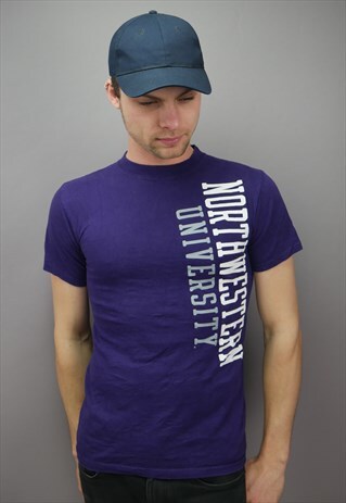 VINTAGE CHAMPION VARSITY T SHIRT IN PURPLE