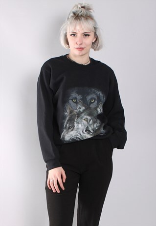 VINTAGE WOLF PRINT USA SWEATSHIRT ANIMAL