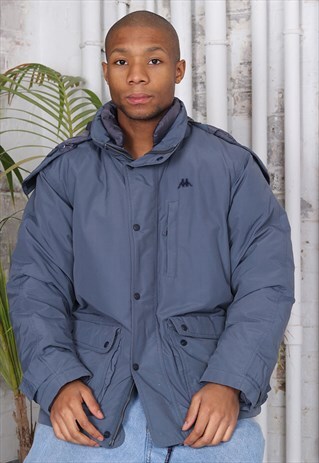 VINTAGE KAPPA QUILTED LOGO JACKET BLUE