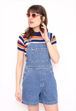 VINTAGE 90S BLUE DENIM SHORT DUNGAREES